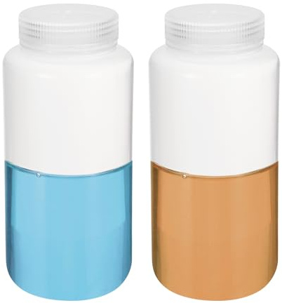 PATIKIL 2 Stück 1000ml Reagenzgläser, PP Weithals-Rundflaschen mit Schraubverschluss für die Lagerung von Laborwasser-Reagenzflüssigkeiten und festen Proben, klar