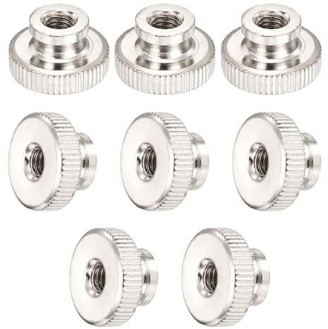 sourcing map Knurled Thumb Nut, 8Pcs M6x1mm Iron Round Knobs Fasteners for 3D Printer Parts, Silver Tone