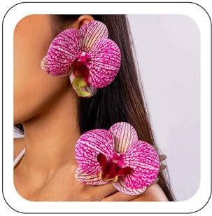Wendalern Bohemian Flower Stud Earrings Big Butterfly Orchid Flower Earrings Large Flower Statement Earrings Artificial Floral Petal Earrings Exaggerated 3D Hawaii Flower Earrings Jewelry for Women