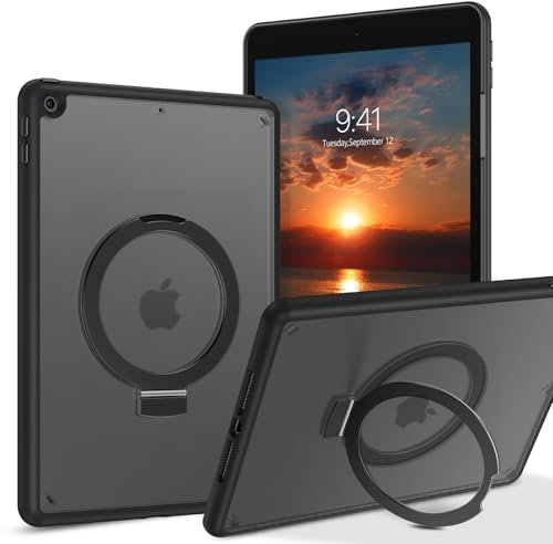 YINLAI for iPad 9th Gen Case 2021, iPad 8th 2020/iPad 7th Gen Case 2019 Translucent Military Grade Shockproof Cover with Kickstand Protective Cover for iPad 10.2 Inch, Black