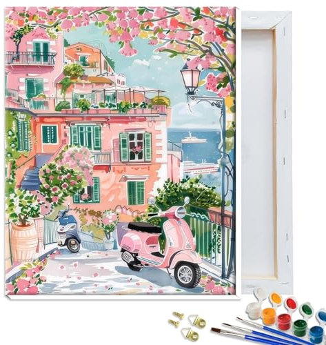 JATOK Kits de peinture par numéros pour adultes, kits de peinture sur toile colorée, peinture à pigments acryliques faciles à faire soi-même, peinture pour décoration murale d'intérieur, 30 x 40 cm