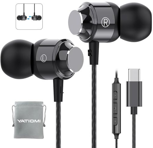USB C Headphones for Samsung Galaxy S24 S23Ultra FE S22, USB C Earphones Wired with Mic Stereo Type C Headphones Magnetic in-Ear Type C Earbuds for Galaxy A55 A16 A35 ipad iPhone 16 15Pro Pixel 9