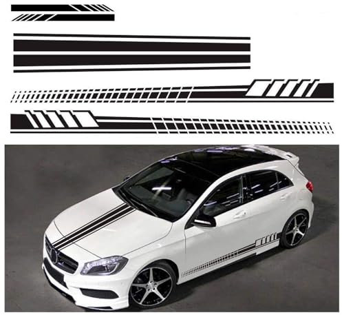 AYBEN Automobile Aufkleber, für BMW Mini Auto Seitenaufkleber Aufkleber Motorhaube Streifen Aufkleber Auto Racing Körper,A Black