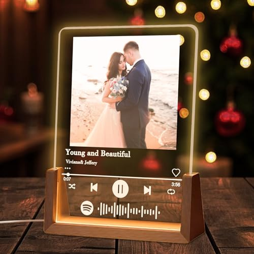 FORHISHER Spotify Glas Personalisiert Geschenk für Sie Ihn Valentinstag Fotogeschenke Personalisierte Hochzeitstag Geschenk für Frauen Männer Paare Geburtstagsgeschenk Jahrestag Geschenk für Ihn Sie