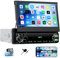CAMECHO Autoradio 1Din 7 Pouces Écran Tactile HD Rétractable Manuel Bluetooth Radio avec Mirror Link FM Commandes au Volant 2USB AUX Type-C +Caméra de Recul Rétroéclairage