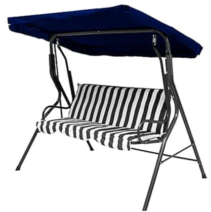 Garden Swing Chair Canopy Cover Replacement Waterproof Polyester with Straps (Dark Blue,3-Seater)