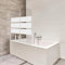 Ansobea Duschwand für Badewanne, 100x140cm 2-Teilig Duschwand Badewanne Faltbar,6mm ESG Sicherheitsglas,Badewanne Duschwand Weiße Streifen,Glas Badewannenwand mit Badewannenaufsatz