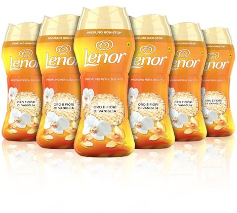 Lenor Profumatore Bucato Perle Profumate Lavatrice,Oro e Fiori Di Vaniglia, Maxi Formato 6 x 270g, Intensificatore Di Profumo