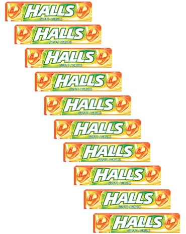 Halls | Caramelle Rinfrescanti Senza Zucchero | Halls Agrumi Limone Arancia Lime | Caramelle Gusto Agrumi Vitamina C - 10 Stick (320 Gr)