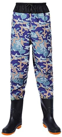 Wathose, Angeln, Jagd, Wathose, rutschfest, wasserdicht, mit Stiefeln, Fliegenfischen, Hüftwathose, atmungsaktiv, Regenhose, Outdoor-Arbeitshose, winddicht, Teich-Latzhose, leichte Bauernhofhose, blau