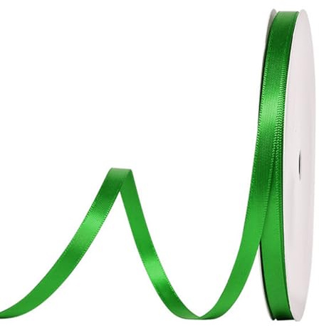 91 m Satinband Grün, 6 mm Doppelseitig Schleifenband Geschenkband Dekoband Seidenband Doppelsatinband Satin Ribbon für Hochzeit Geburtstag Party Dekoration, Geschenkverpackung, Basteln