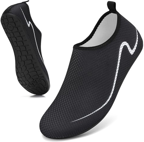 Water Shoes for Women Men Quick-Dry Beach Swim Socks with Non-Slip Sole | Lightweight Breathable Water Shoes with Barefoot Feel, Slip-On Aqua Shoes for Beach, Pool, Sea, River, Lake, Yoga and Surfing