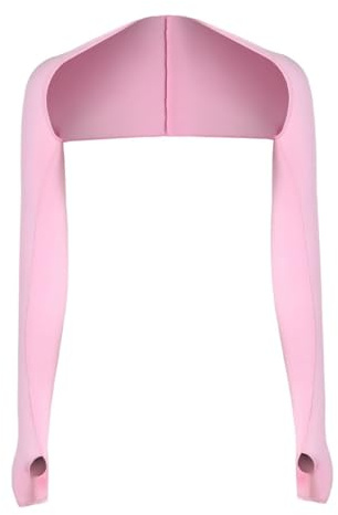 GXGM Damen Bolero,Armlinge Damen,UV-Schutz Bolero Sonnenschutz Schal Armstulpen Eisseide Kühlschal Armmanschetten mit Fingerlöchern Fingerlose Handschuhe Ärmel - Rosa