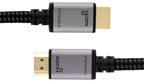 kenable Slim HDMI 2.1 Cable Grey Braided 8K 60Hz 4K 120Hz HDR eARC VRR 48Gbps for PC Laptop TV Monitor Gaming Console 3m