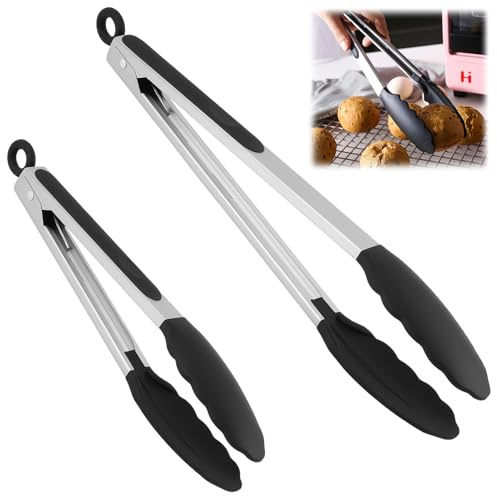Pince À Barbecue En Acier Inoxydable De 27,5 Et 34,5 Cm, Ustensile De Cuisine Avec Embouts Résistants À La Chaleur, Fermeture Pratique À Une Main Et Œillet De Suspension, Pince Cuisine Silicone