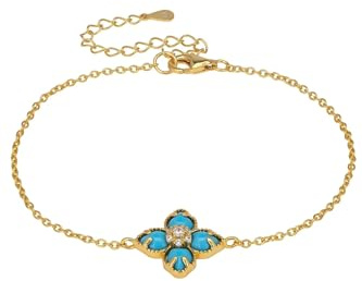 Flower Clover Turquoise Bracelet Gold