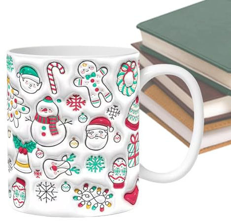 Tanxier Tazas Navideñas - Tazas De Cerámica 3D Navideñas - Diseño 3D De Muñeco De Nieve 350ml Con Asa Para Bebidas Fiestas Cumpleaños Cocina