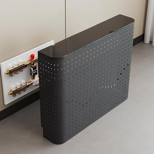 WANGRUIERHA Rounded Corner Radiator Covers for Home, Carbon Steel Painted Radiator Cover, Solid Wood Thicken Glass Platform, Router Cabinet, Hidden Messy Pipes(Black,80x80x20cm/31x31x8in)