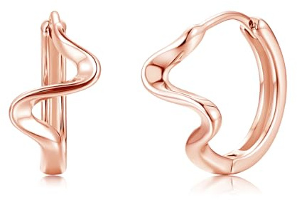 Cangall Creolen Silber 925 Klein, 925 Sterling Silber Twisted Ocean Wave Creolen mit Cubic Zirkonia, Minimalistische Huggie-Ohrringe, CZ Leichte Schlafen Knorpel Silber Ohrringe Kreolen für Damen