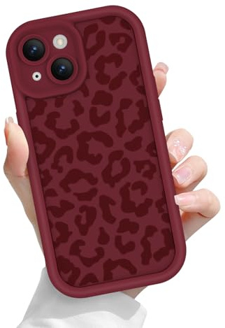 Newseego for iPhone 13 Case Cute Leopard Print Design, Burgundy | Aesthetic Cheetah Animal Pattern, for Girls Women, Soft TPU, Shockproof Cover, Full Camera Protection, Anti-Scratch