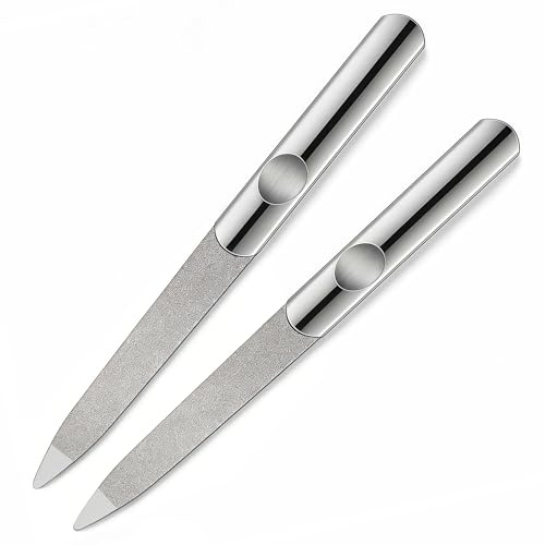 Reochps Diamond Deb Nail File 2pcs Professional Nail Files Stainless Steel Double Sided Dust Coating Professional Nail Files for Podiatry Foot Care Nail Styling Tools for Home