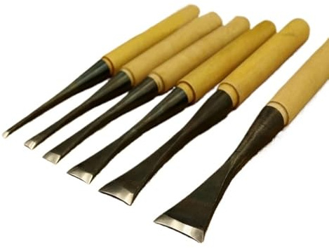 6PC Set Woodwork Carving Knife Round Cirle Dig a Hole Spoon Chisel 0.5-3cm Hand Wood Knives(Shallow Circle 6PC)