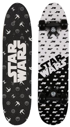 Star Wars Schwarzes Holzskateboard 61 cm, rutschfest, leicht und stabil, für 20–50 kg (Star Wars)