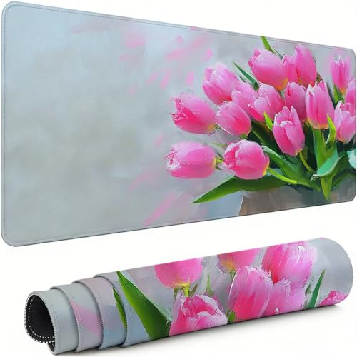 Tapis de Souris XXL Beige 1400x600x3mm Antidérapant Rubber Base Tapis de Souris Gamer Rose Précision Compatible Toutes Mouse, Revêtement Doux Imperméable Protege Bureau pour Home Bureau Gaming xg-782