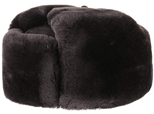 LIERYS Schiwago Pelzmütze aus Leder in Schwarz oder Braun (ca. 12 cm hoch) - Uschanka mit Steppfutter - Russenmütze mit Fell (Schwurwolle) - Wintermütze Größen S-XXL braun XXL (62-63 cm)
