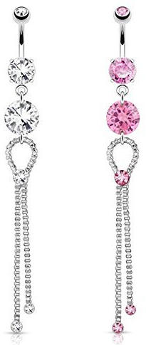 Paula & Fritz® Bauchnabelpiercing aus Edelstahl Chirurgenstahl 316L mit Anhäng...