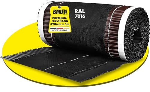 BMD Firstrolle | Gratrolle | 390 mm x 5m | anthrazit Ral 7016 | Aluminium | Firstband | Gratband | Rollfirst | Grat | First | Dach