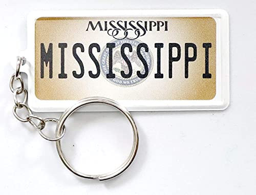 Mississippi Schlüsselanhänger mit Nummernschild, Aluminium, ultra-dünn, rechteckig, 6,3 x 3,2 x 0,06 cm