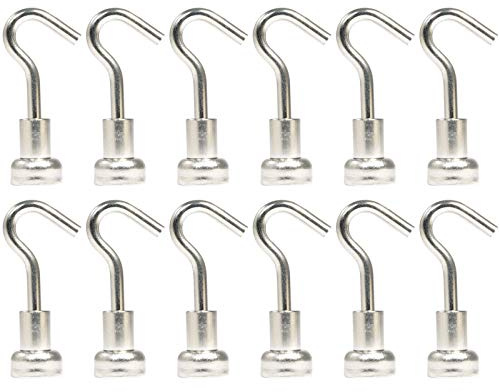 [12 Stück] Magnethaken - Neodym Magnet Haken - 10mm - 2,5 KG extra Stark -Topfmagnet mit Gewinde M3- Magnethalter mit Haken zum aufhängen - Runde Flachgreifer