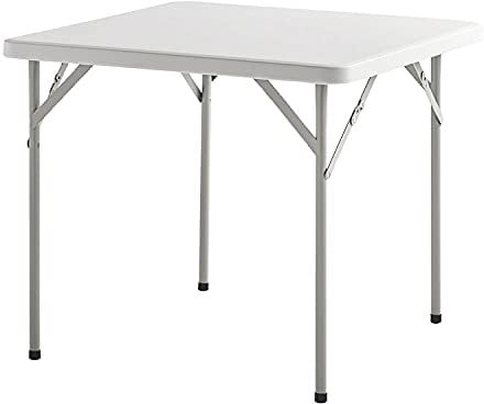 SATURNIA Mesa Plegable Cuadrada HDPE Multifuncional, Portatil, Resistente,Multiusos 86x86x74 cm. Color Blanco