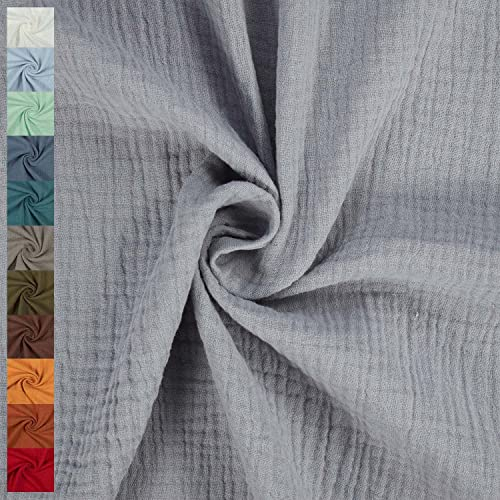 Musselin Stoff Sunny, Double Gauze, uni grau (Länge am Stück: ab 50cm / Breite: 130cm)