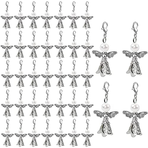 DAHI 40pcs Gastgeschenke Taufe Hochzeit Schutzengel Schlüsselanhänger Glücksbringer Hufeisen Geschenke Kommunion Party Mitbringsel (40)