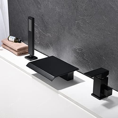 Wannenrandarmatur 3 Loch Badewannenarmatur 3 Loch Schwarz Badarmatur Badewanne Mischbatterie Badewanne mit Brause