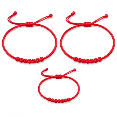 PHITECUS Rotes Armband Schutz für Neugeborene/Baby Mädchen/Baby Junge/Mädchen und Junge/Mama und mich/Familie und mich.Amulett für Kinder Schnur für Glück und den bösen Blick, 7.62 cm, Edelstein, Kein