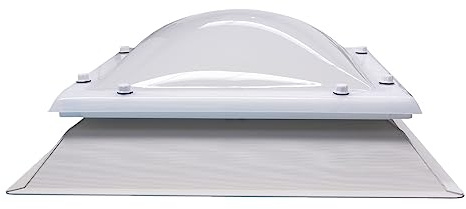 Ironlux - Claraboya Cuadrada para Techo Fija (sin apertura) Bivalva - Incluye Cúpula, Zócalo de PVC y Accesorios para el Montaje - Anti-condensación - Tragaluz - AxB =90 x 90 cm - CxD = 70 x 70 cm