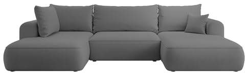 Selsey Sofa Ecksofa Eckcouch Schlafsofa Couch Mit Stauraum Schlaffunktion Pflegeleicht Polyurethanschaum U Form Links OVO Dunkelgrau Veloursoptik Castel