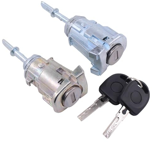 HouYeen Pair Front Door Lock Cylinders for V-W Bora Golf Lupo Polo Fabia Left Passenger and Right Driver Side Door Security Lock Barrel with Keys