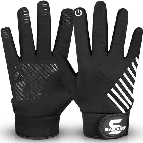 SAWANS Thermo-Handschuhe für Herren, Fahrradhandschuhe, wasserabweisend, Touchscreen-Handschuhe, Winddicht, Radfahren, Winterhandschuhe, Fahren, Damenhandschuhe, rutschfest, Honig (Schwarz, S)