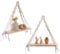Beiktehy 2er Makramee Wandregal Holz Wanddeko Regal Wand Boho Deko Hängeregal für Wohnzimmer Schlafzimmer Kinderzimmer Balkon
