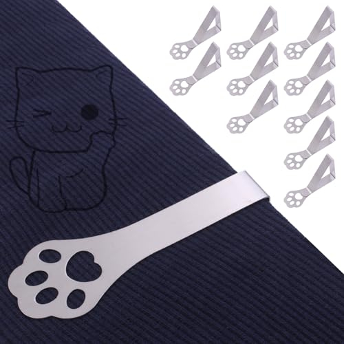 Tischdeckenhalter für dicke Tischplatten, 10 Stück Katzenkrallen wetterfeste Edelstahl Tischabdeckungsklemmen, Tischdeckenclips für Gartentisch Restaurant Familien-Esstisch im Freien Campingtisch