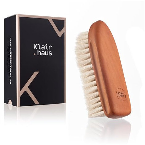 Klairhaus - Keyboard Cleaner & Desk Brush - Multi-Use Designer Brush & Screen Cleaner for Computers, Laptops - Dust and Dirt Remover - Perfect for Apple MacBook, Gaming Desk Accessories (Goat Hair)