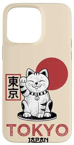 iPhone 15 Pro Max Maneki Neko Lucky Cat Waving Arm Kawaii Anime Japan Tokyo Case
