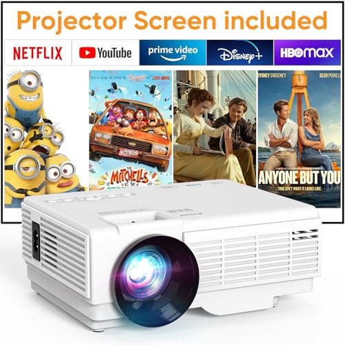 Mini Beamer, YOOYAA Bluetooth Beamer Full HD 1080P, Tragbar Video Projektor 50% Zoom, Outdoor/Heimkino Beamer für Handy Phone, Kompatibel mit Smartphone/HDMI/USB/Fire TV Stick