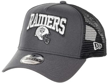 New Era Las Vegas Raiders NFL Raiders Schriftzug Helm Grau Schwarz Verstellbare 9Forty A-Frame Trucker Cap - One-Size