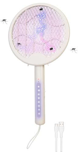infactory Fliegenklatsche mit USB: 2in1-Akku-Insektenvernichter & Fliegenklatsche mit UV-LEDs, klappbar (Elektrische, Mücken Elektro Schläger, elektrisch)