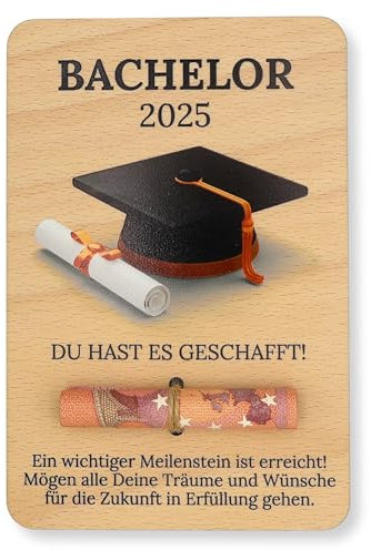 ZUKLA Verpackung für Geldgeschenke 15 x 10 cm - Bachelor Geschenk 2025 - Geldgeschenk Verpackung Holz - Handmade - Geschenke für Bachelor Abschluss